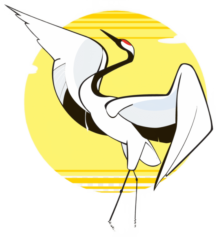 white crane spreads it's wings